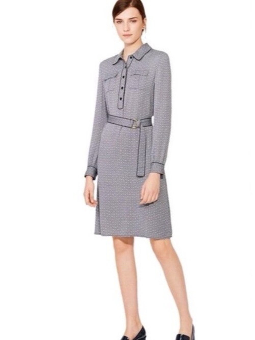 Tory Burch Christelle Belted 100% Silk Shirt Dress Size 6 Knee Length